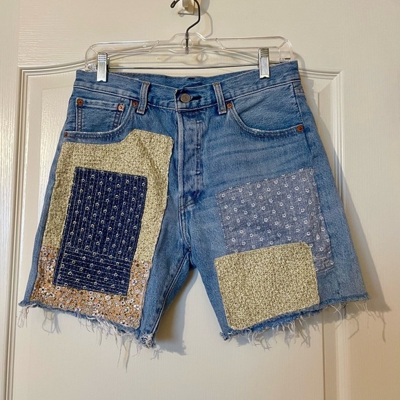 Levis Premium 501 150th Anniversary 93' Sashiko Patchwork 7" Shorts Size 30 - Picture 1 of 11
